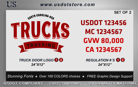 Door Company Name with USDOT,MC,GVW Number Decal