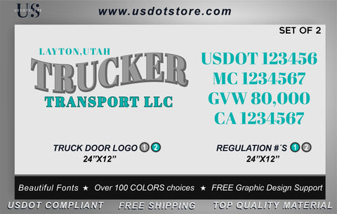  Company Name with USDOT,MC,GVW Number Decal Sticker