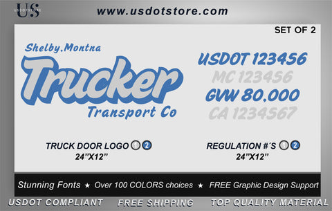 Door Company Name with USDOT,MC,GVW Number Decal