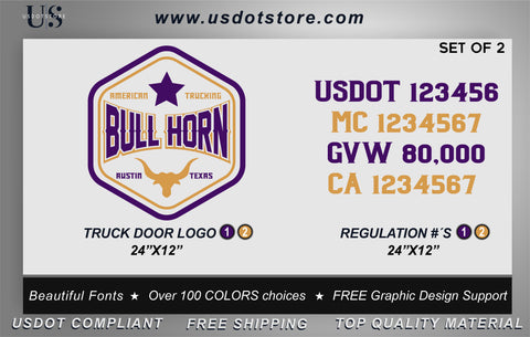 Door Company Name with USDOT,MC,GVW Number Decal