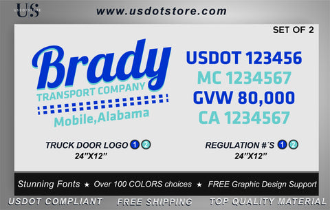 Door Company Name with USDOT,MC,GVW Number Decal