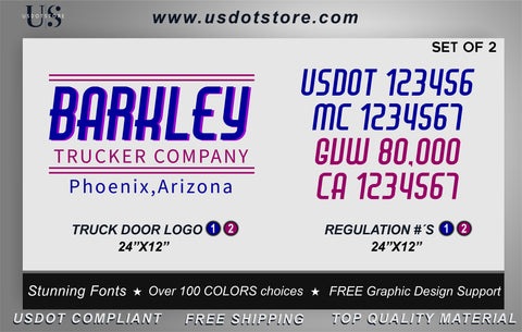 Door Company Name with USDOT,MC,GVW Number Decal