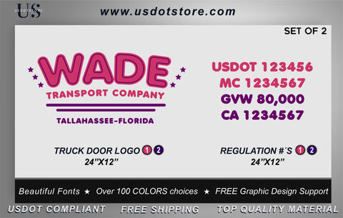 Door Company Name with USDOT,MC,GVW Number Decal