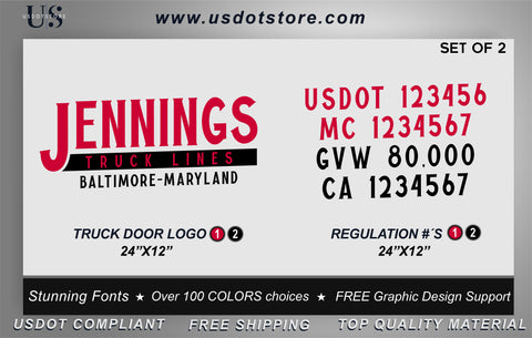 Door Company Name with USDOT,MC,GVW Number Decal