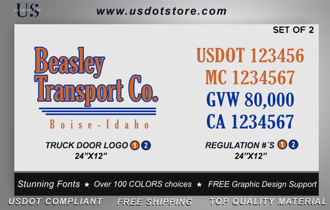 Door Company Name with USDOT,MC,GVW Number Decal