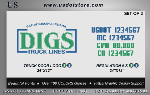 Door Company Name with USDOT,MC,GVW Number Decal