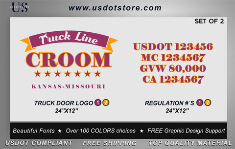 Door Company Name with USDOT,MC,GVW Number Decal