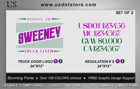 Door Company Name with USDOT,MC,GVW Number Decal