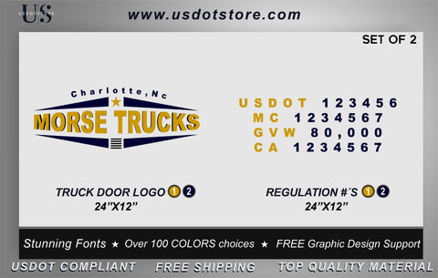 Door Company Name with USDOT,MC,GVW Number Decal