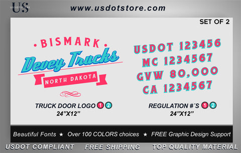 Door Company Name with USDOT,MC,GVW Number Decal