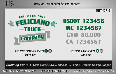 Door Company Name with USDOT,MC,GVW Number Decal