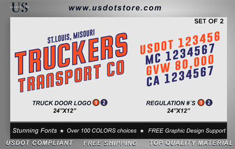  Company Name with USDOT,MC,GVW Number Decal Sticker