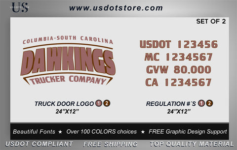 Door Company Name with USDOT,MC,GVW Number Decal