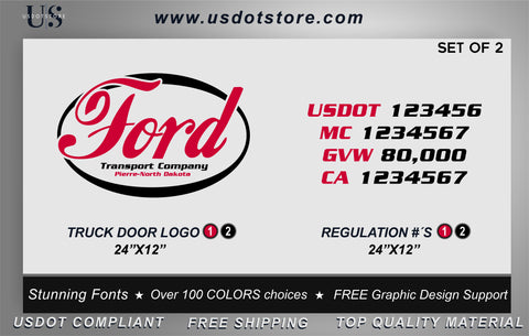 Door Company Name with USDOT,MC,GVW Number Decal