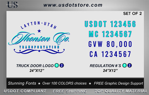 Door Company Name with USDOT,MC,GVW Number Decal