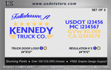 Door Company Name with USDOT,MC,GVW Number Decal