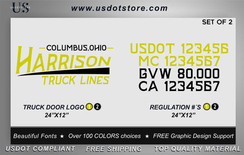 Door Company Name with USDOT,MC,GVW Number Decal