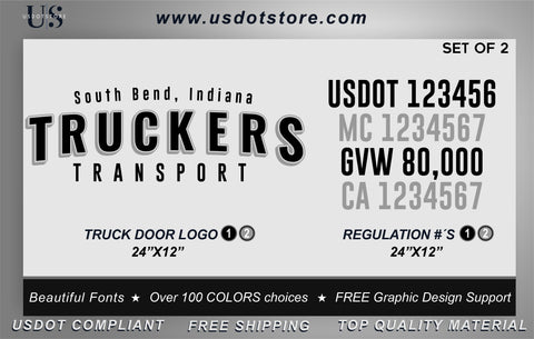  Company Name with USDOT,MC,GVW Number Decal Sticker