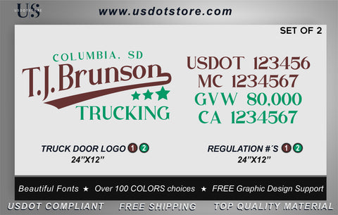 Door Company Name with USDOT,MC,GVW Number Decal