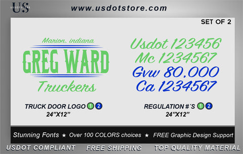 Door Company Name with USDOT,MC,GVW Number Decal