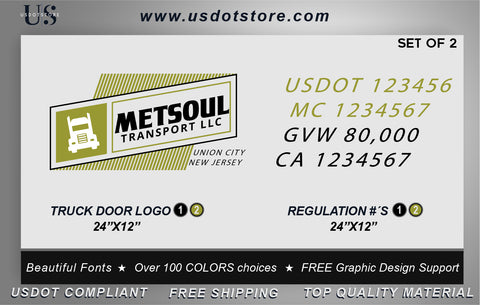 Door Company Name with USDOT,MC,GVW Number Decal