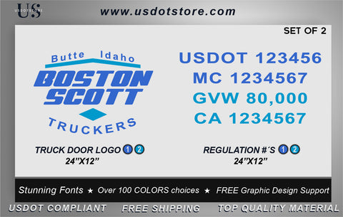 Door Company Name with USDOT,MC,GVW Number Decal