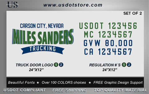 Door Company Name with USDOT,MC,GVW Number Decal