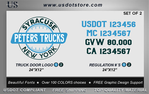Door Company Name with USDOT,MC,GVW Number Decal