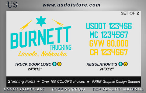 Door Company Name with USDOT,MC,GVW Number Decal