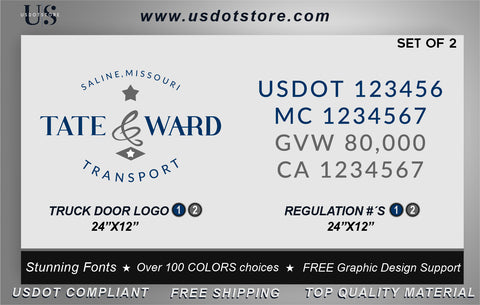 Door Company Name with USDOT,MC,GVW Number Decal