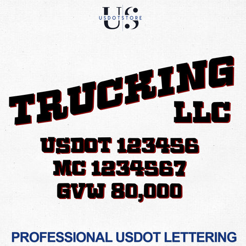 Trucking Company USDOT, MC & GVW Number Lettering Decal Stickers (Set of 2)