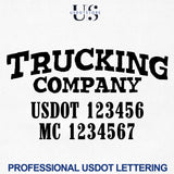 Trucking Business USDOT & MC Number Lettering Decal Stickers (Set of 2)