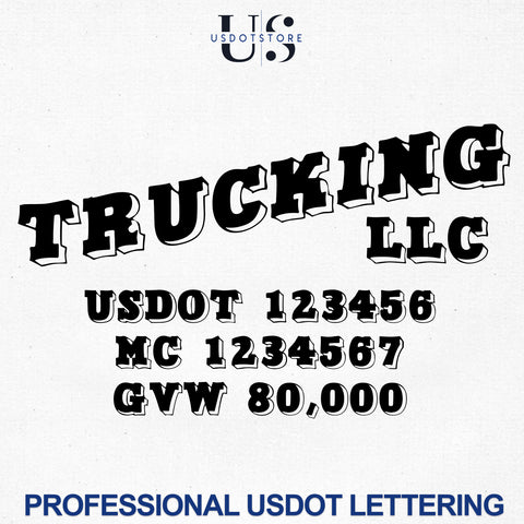 Trucking Company Business USDOT, MC & GVW Number Lettering Decal Stickers (Set of 2)